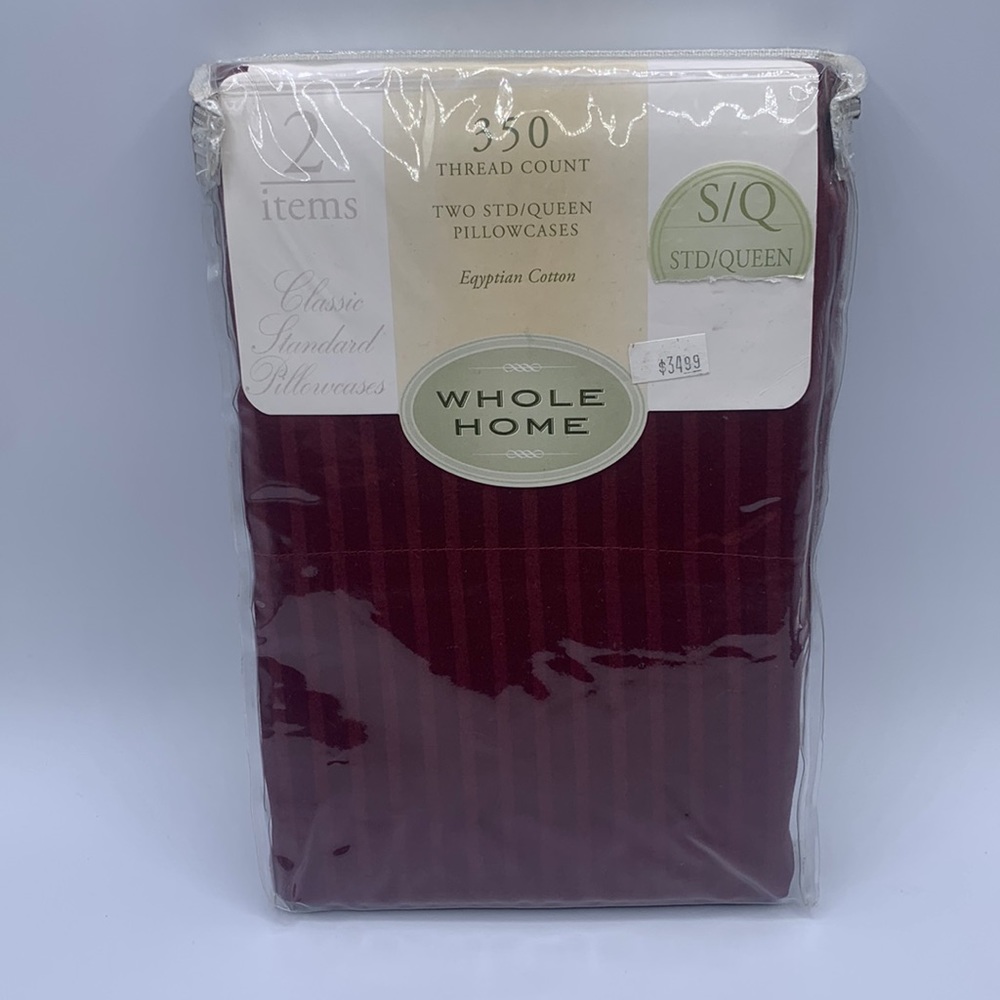 Pair of Vintage Standard Queen Burgundy Egyptian Cotton Pillowcases Sears